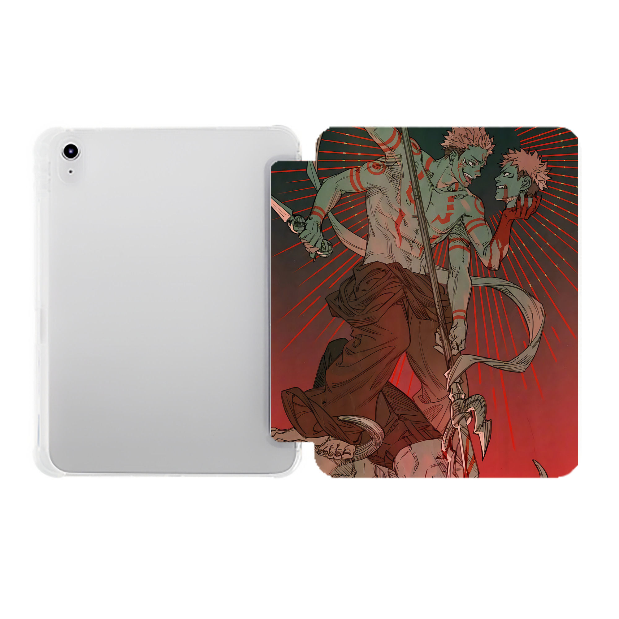 （画像用） 呪術廻戦 Jujutsu Kaisen IPad ケース ペン収納付き 三つ折りスタンド PUレザー×シリコン 対応機種9.5/10.5/10.9インチ